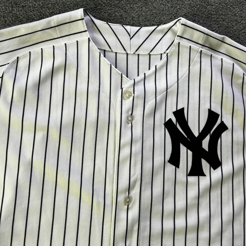 New York Yankees Jersey Mens 52 White MLB Playoff Majestic Jeter 2 Pinstripe